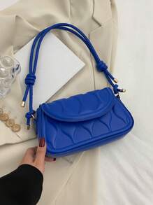 幾何樣式法棍包小翻蓋藍色