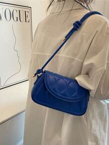 幾何樣式法棍包小翻蓋藍色