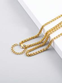 1入組時尚不銹鋼極簡鏈條樣式項鍊適合男士日常裝飾 - 金黃色 - 查看 1