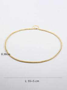 1入組時尚不銹鋼極簡鏈條樣式項鍊適合男士日常裝飾 - 金黃色 - 查看 5