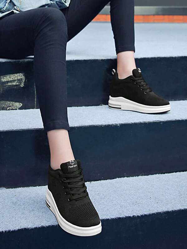Women'S Casual Sports Shoes, Breathable Mesh High Top Platform Skate