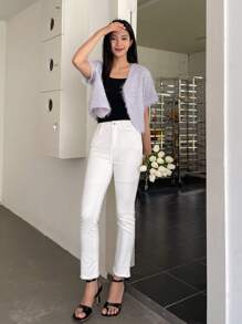 DAZY Jacke mit Crop Flauschig - Graublau - Übersicht 9