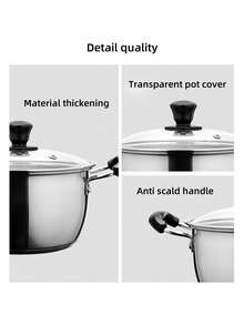1pc Stainless Steel Pot, Modern Portable Thick Pot For Household - Multicolor - View 3