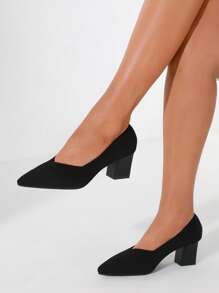 Chunky Heeled Courts - Black - View 2