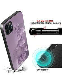 紫色葉子圖案高清印花玻璃手機殼，適用於 iPhone/Samsung/Huawei/Xiaomi/OPPO/OnePlus/Infinix - 紫色 - 查看 4