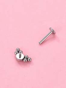 1 Máy Tính Ngộ Nghĩnh Thép Không Gỉ Kim Cương Giả & Bóng Tròn Trang Trí Labret Môi Bông Dành Cho Nữ Trang Trí Cơ Thể - Bạc - Xem 2