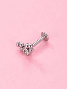 1 Máy Tính Ngộ Nghĩnh Thép Không Gỉ Kim Cương Giả & Bóng Tròn Trang Trí Labret Môi Bông Dành Cho Nữ Trang Trí Cơ Thể - Bạc - Xem 3