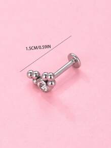 1 Máy Tính Ngộ Nghĩnh Thép Không Gỉ Kim Cương Giả & Bóng Tròn Trang Trí Labret Môi Bông Dành Cho Nữ Trang Trí Cơ Thể - Bạc - Xem 5