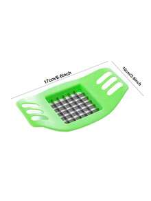 1pc Creative Green Hollow Fruit Slicer, Plastic Portable Potato Chip Cutter For Kitchen - Green - View 4