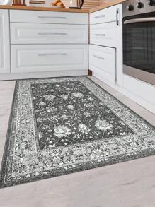 1PC Boho Kitchen Rug ,Thin Kitchen Rugs and Mats, Non Slip Kitchen Floor Mat, Laundry Room Rugs - Light Grey - View 3