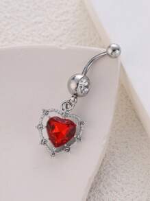1 Máy Tính Ngộ Nghĩnh Thép Không Gỉ Đính Đá Cubic Zirconia Trái Tim Trang Trí Rốn Bụng Nhẫn Cho Nữ Trang Trí Cơ Thể - Bạc - Xem 1