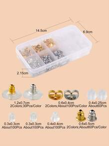 1 hộp 740 chiếc 10 kiểu Đai ốc tai bằng đồng thau & sắt & nhựa Bullet & Ly hợp & Ma sát Đai ốc tai Màu hỗn hợp Kim loại thời trang Bông tai DIY Nút chặn phía sau cho phụ nữ để làm đồ trang sức tự làm - Nhiều màu - Xem 5