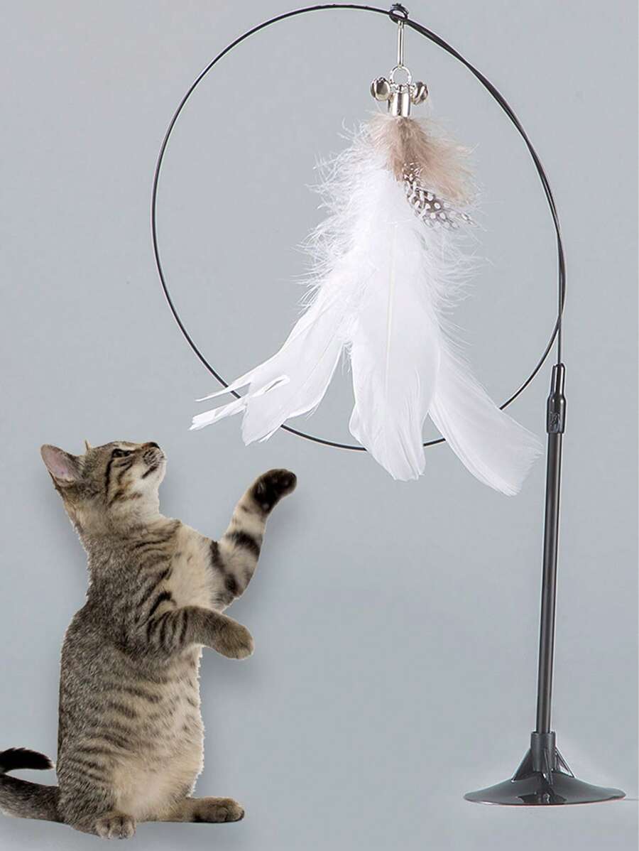 1pc Fake Feather Decor Random Cat Teaser Toy For Cat For Play - Multicolor - View 1