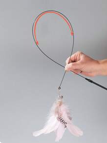 1pc Fake Feather Decor Random Cat Teaser Toy For Cat For Play - Multicolor - View 5