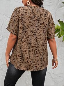 SHEIN LUNE Áo sơ mi Plus Size Nút Nút phía trước Tất cả trên in Giải trí - Nhiều màu - Xem 3