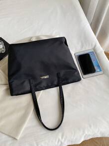 New Fashion Women's Shoulder Bag, Large Capacity Nylon Tote Bag Suitable For Daily Shopping, School Or Commutingback To School,Business Casual, Suitable For Teen Girls Women College StudentsWork , Business, Commute,Outdoors, Travel, Outings, Fashionable Tote Bag With Zipper - Black - View 6