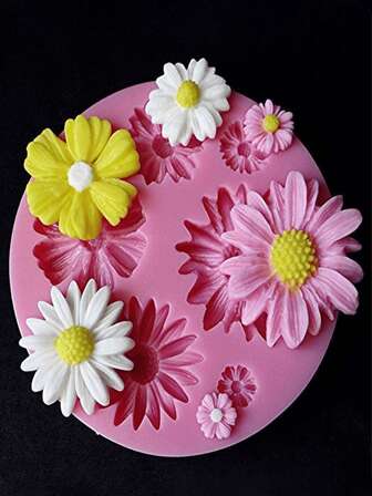 1 pieza Molde de caramelo dulce rosado en forma de flor de silicona de silicona creativo para DIY