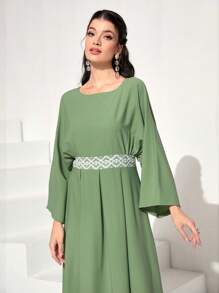 Seusyu 蕾絲拼接蝙蝠袖連衣裙 - 薄荷綠 - 查看 4