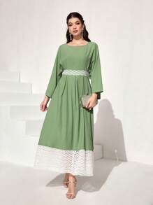 Seusyu 蕾絲拼接蝙蝠袖連衣裙 - 薄荷綠 - 查看 5