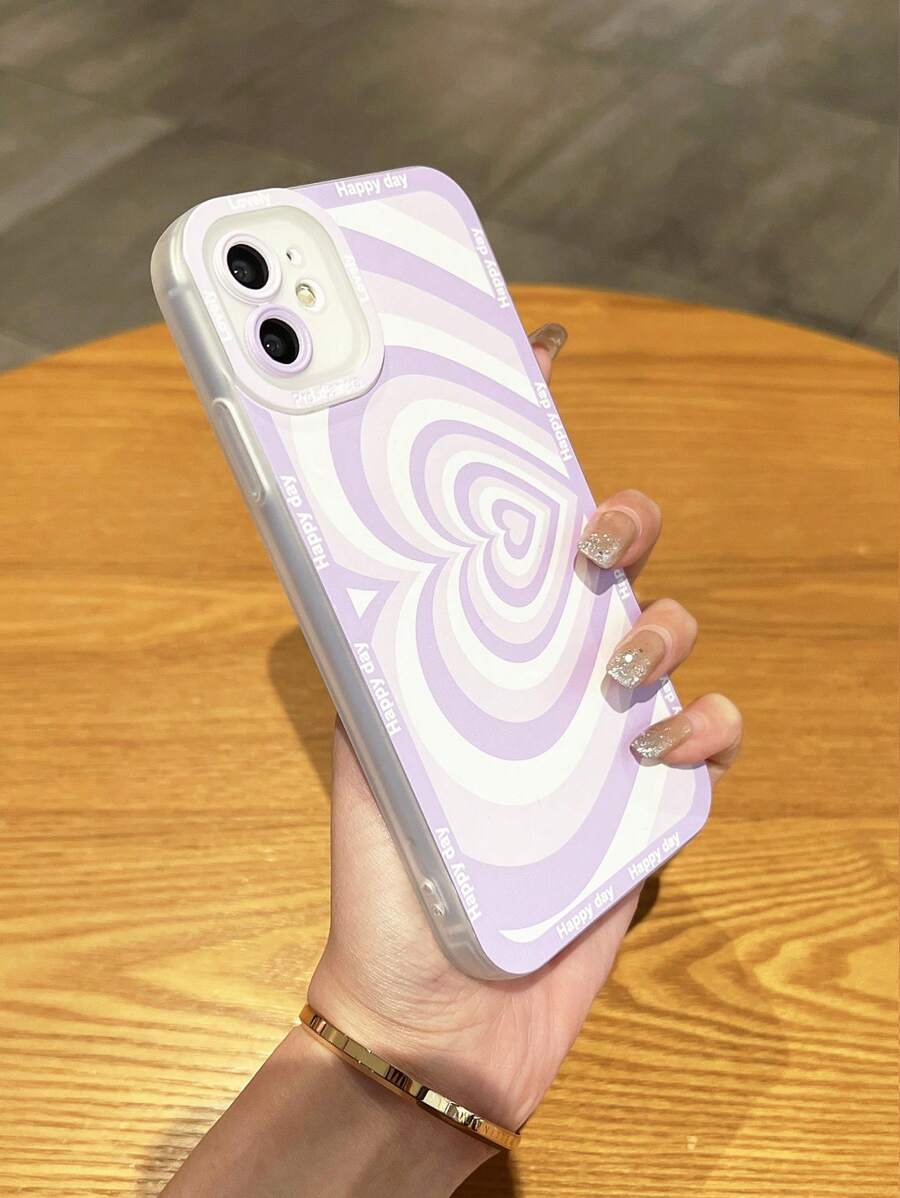 Heart & Letter Graphic Phone Case - Multicolor - View 1