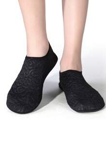 女士紋理一腳蹬水鞋，運動型戶外織物水襪 - 黑色 - 查看 3