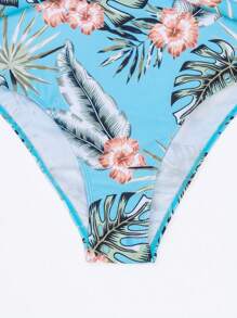 Badeanzug mit Tropenmuster, Ring Bindung, Kreuzgurt Rücken, - Verschiedenfarbig - Übersicht 5