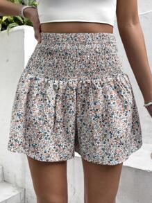 SHEIN Frenchy Ditsy Floral Print Wide Leg Shorts
