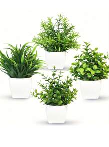 1入組綠色人造現代塑膠盆栽植物適用於家庭裝飾 - 綠色 - 查看 1