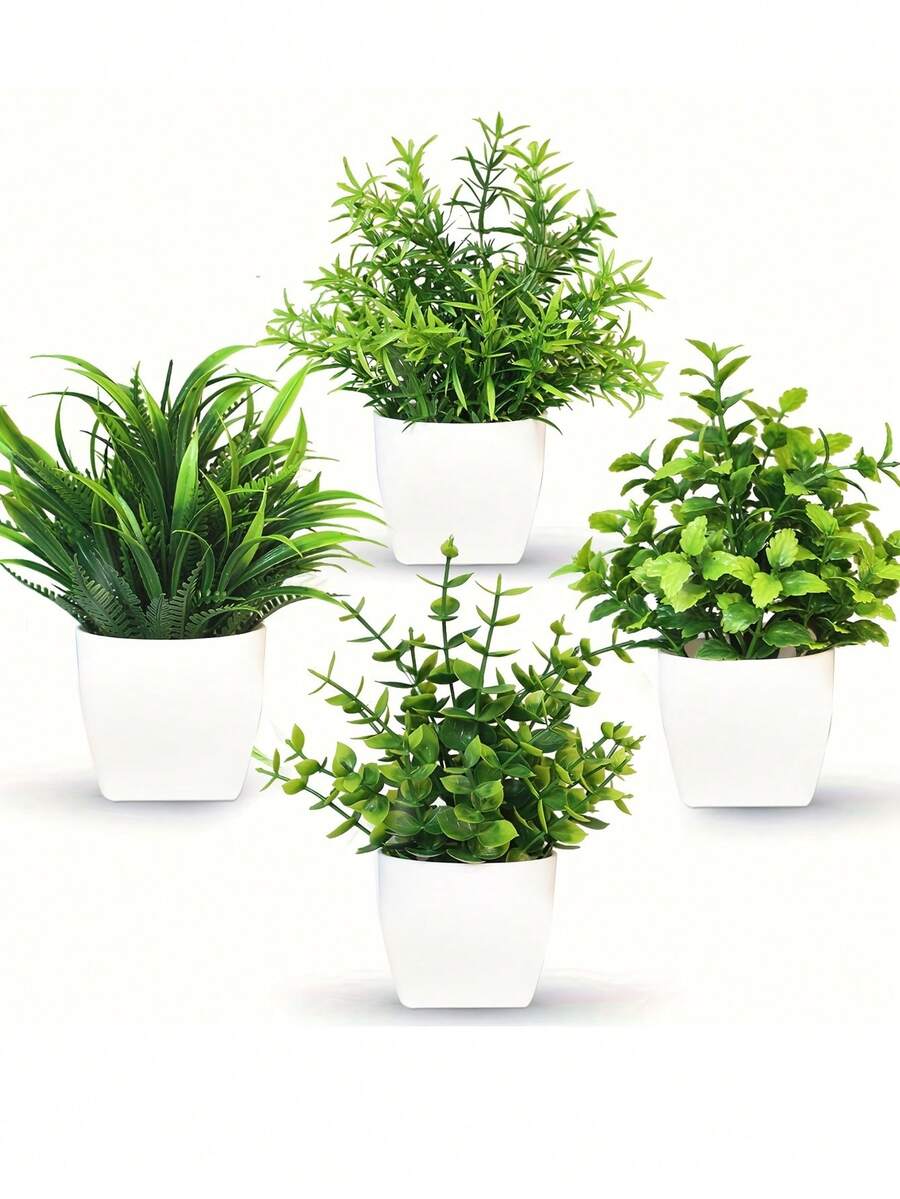 1入組綠色人造現代塑膠盆栽植物適用於家庭裝飾 - 綠色 - 查看 1