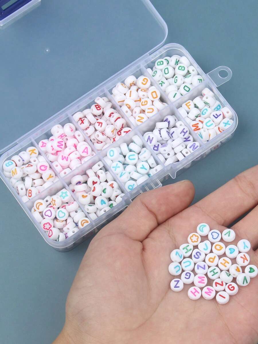 500 hạt/bộ họa tiết chữ cái thời trang DIY cho bé gái dùng để làm đồ trang sức DIY - Nhiều màu - Xem 1