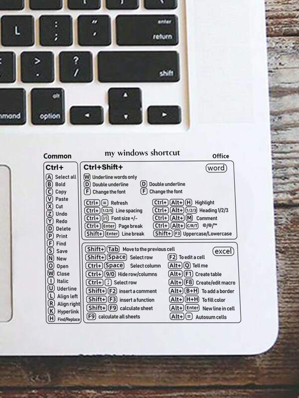 1sheet Shortcut Key Pattern Laptop Protective Sticker, Keyboard