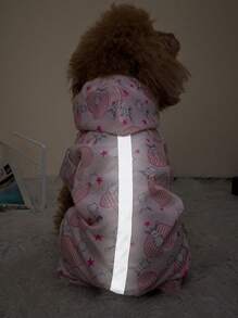 1 pieza con estampado de conejo Tira reflectante Impermeable para mascota para perro con gato para día lluvioso - Rosa - Ver 2