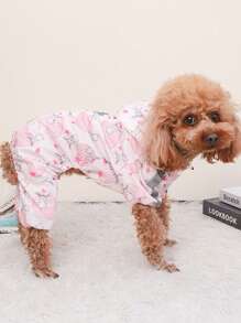 1 pieza con estampado de conejo Tira reflectante Impermeable para mascota para perro con gato para día lluvioso - Rosa - Ver 3