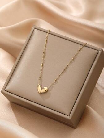 1個 ファッショナブルなステンレススチールハート形デザインペンダントネックレス、女性への デート、バレンタイン、母の日のプレゼントに