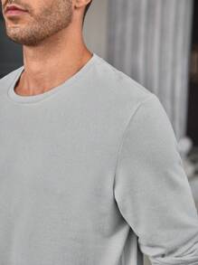 Manfinity Homme 男士素色圓領T恤 - 淺灰色 - 查看 3