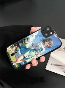 Cartoon Figure Graphic Glass Phone Case - Multicolor - View 1