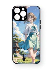 Cartoon Figure Graphic Glass Phone Case - Multicolor - View 4