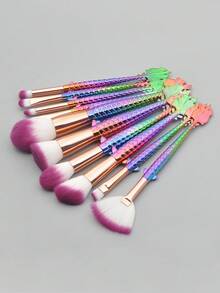 Set de 10 piezas de brochas de maquillaje con forma de cola de pez, set de brochas, kit de brochas de maquillaje, set de brochas de maquillaje, set de maquillaje completo, set de brochas de maquillaje, kit de maquillaje completo, set de brochas, set de brochas de maquillaje, set de regalo de maquillaje - Multicolor - Ver 1