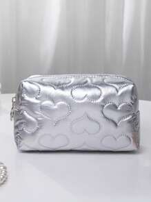 Heart Textured Square Makeup Bag,Makeup Bag Makeup Pouch Skincare Bag Toiletry Bag Packing Cubes,Travel Essentials Cruise Essentials Dorm Essentials,Wedding Bridesmaid Gifts,Mom Gifts,Birthday Gifts,Gifts For Friends And Teachers,Home Decor,Bathroom Livingroom Bedroom Decor,Bathroom Organizer,Jewelry Organizer,Lip Oil Organizer,Nail Polish Organizer Makeup Travel Toiletry Organizer Essentials Gifts Storage Zipper Accessories Nail