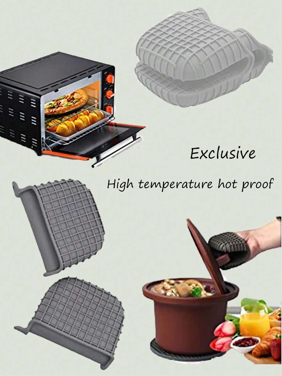 1 Găng Tay Chịu Nhiệt Silicone Cho Nấu Ăn, Nướng Bánh, Nướng Lò Nướng, Nồi Chiên Không Khí Vật Dụng Nhà Bếp - Xám - Xem 1