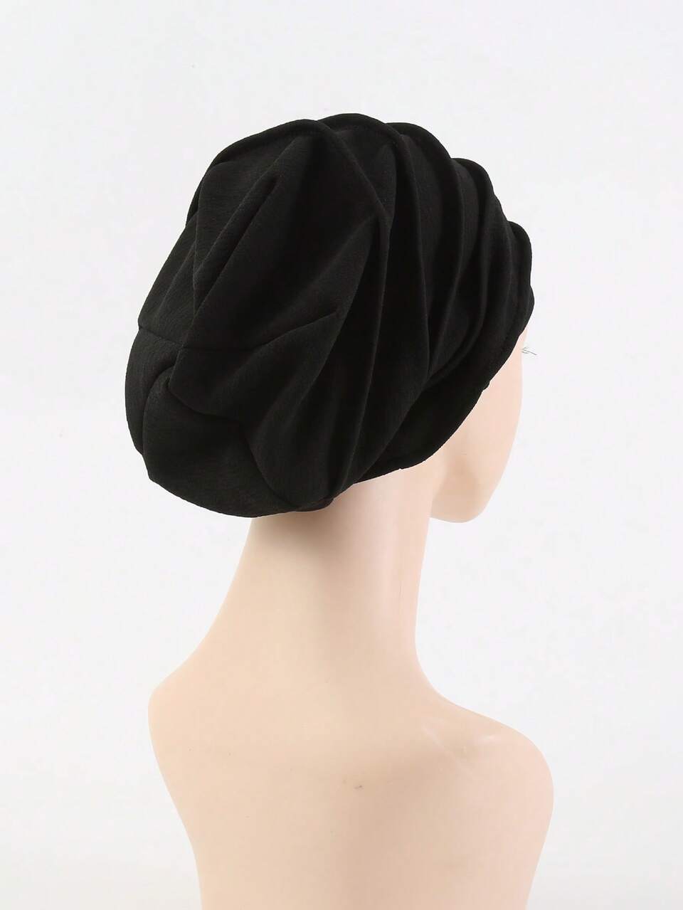 1pc Women's Black Elastic Headscarf Hat, Double Layered Spandex Cap, Satin Sleep Cap, Hair Care Cap, Outdoor Leisure Hat Sleep Bonnet,Summer,Beach,Holiday,Travel