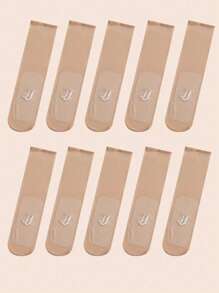 10對女性素色防滑休閒中筒襪適用於日常 - 杏色 - 查看 1