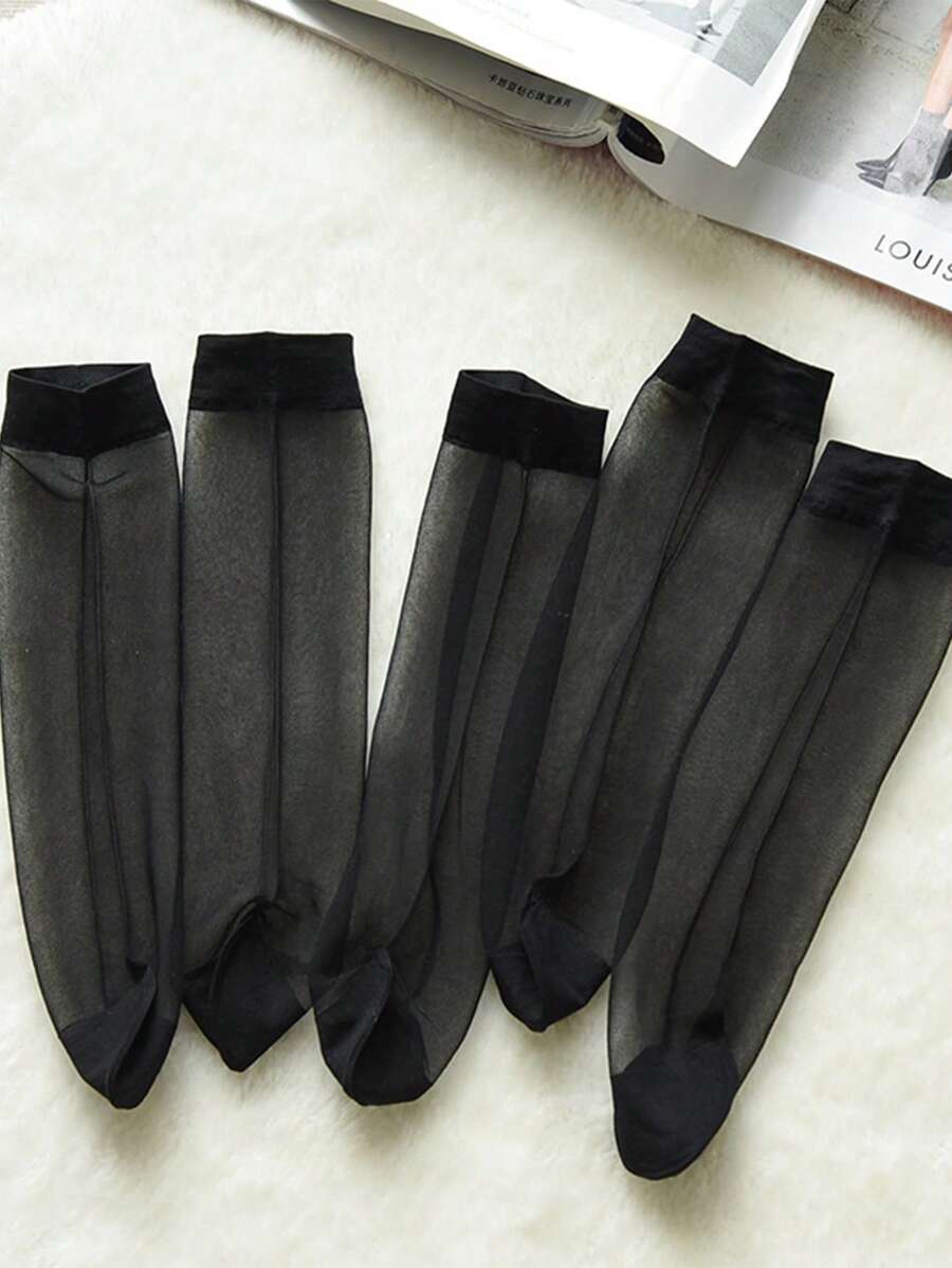 5 đôi Vớ phi hành đoàn giản dị đơn giản tối giản cho cuộc sống hàng ngày - màu đen - Xem 1