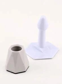 1PC Silicone Chặn Cửa, Màu Trắng Hiện Đại Không Bấm Cửa Giá Đỡ Cho Gia Đình - trắng - Xem 2
