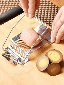 1 pieza Cortador de huevos de acero inoxidable huevo clásico para cocina - Plateado - Ver 1