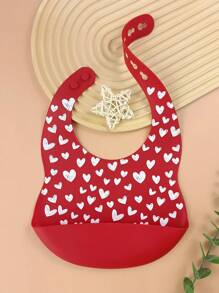 1 Yếm silicon họa tiết trái tim cho bé - Đỏ - Xem 3