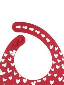 1 Yếm silicon họa tiết trái tim cho bé - Đỏ - Xem 4