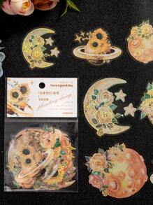 have a good day 10 miếng dán hình hoa và mặt trăng các loại, miếng dán đa năng cổ điển cho nghề thủ công DIY, trang trí, tài khoản cầm tay - Màu vàng - Xem 1