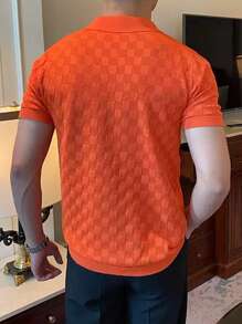 NITAGUT 男士素色針織上衣 - 橘色 - 查看 2