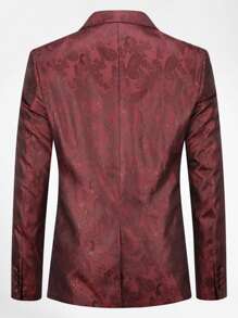 CLOUDSTYLE Men Jacquard Single Button Blazer & Straight Leg Trousers - Multicolor - View 2